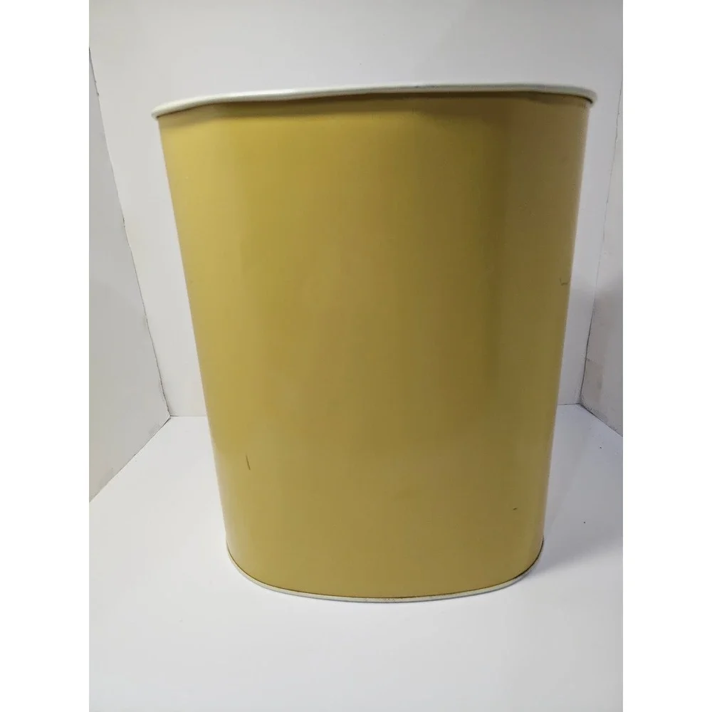 Chenco Waste Basket Yellow Autumn‎ Leaves Acorn Metal Trash Can Vintage Made USA